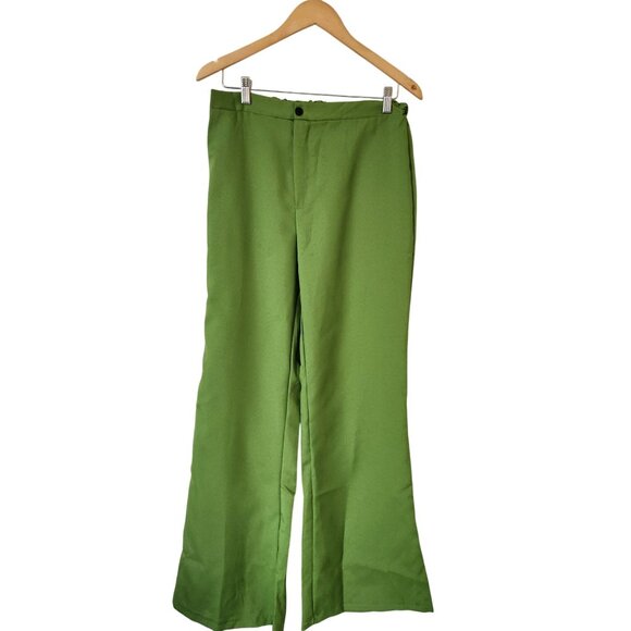 70's Green Leisure Suit Costume Disco Shirt Pants Set Cosplay Comic Con Party - Picture 2 of 13
